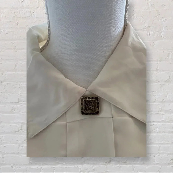 Vintage 80s Josephine Woman Silky Cream Blouson Button Top Size 6 - Picture 5 of 6